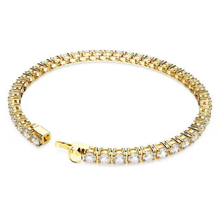 Pulsera Swarovski Matrix Tennis, talla redonda, blanco, Baño tono oro - 5657664 