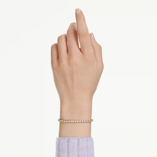 Pulsera Swarovski Matrix Tennis, talla redonda, blanco, Baño tono oro - 5657664 