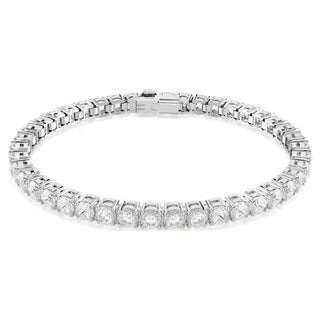 Pulsera Swarovski Matrix Tennis, Talla redonda, Blanco, Baño de rodio - 5648937 