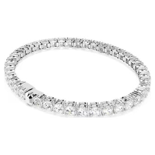 Pulsera Swarovski Matrix Tennis, Talla redonda, Blanco, Baño de rodio - 5648937 