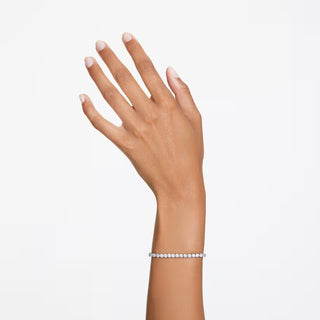 Pulsera Swarovski Matrix Tennis, Talla redonda, Blanco, Baño de rodio - 5648937 