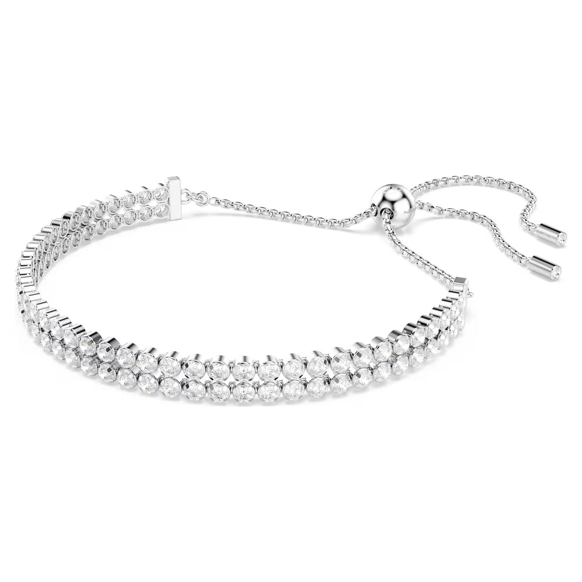 Swarovski - Matrix Tennis bracelet, Round cut, White, Rhodium plated 5678252