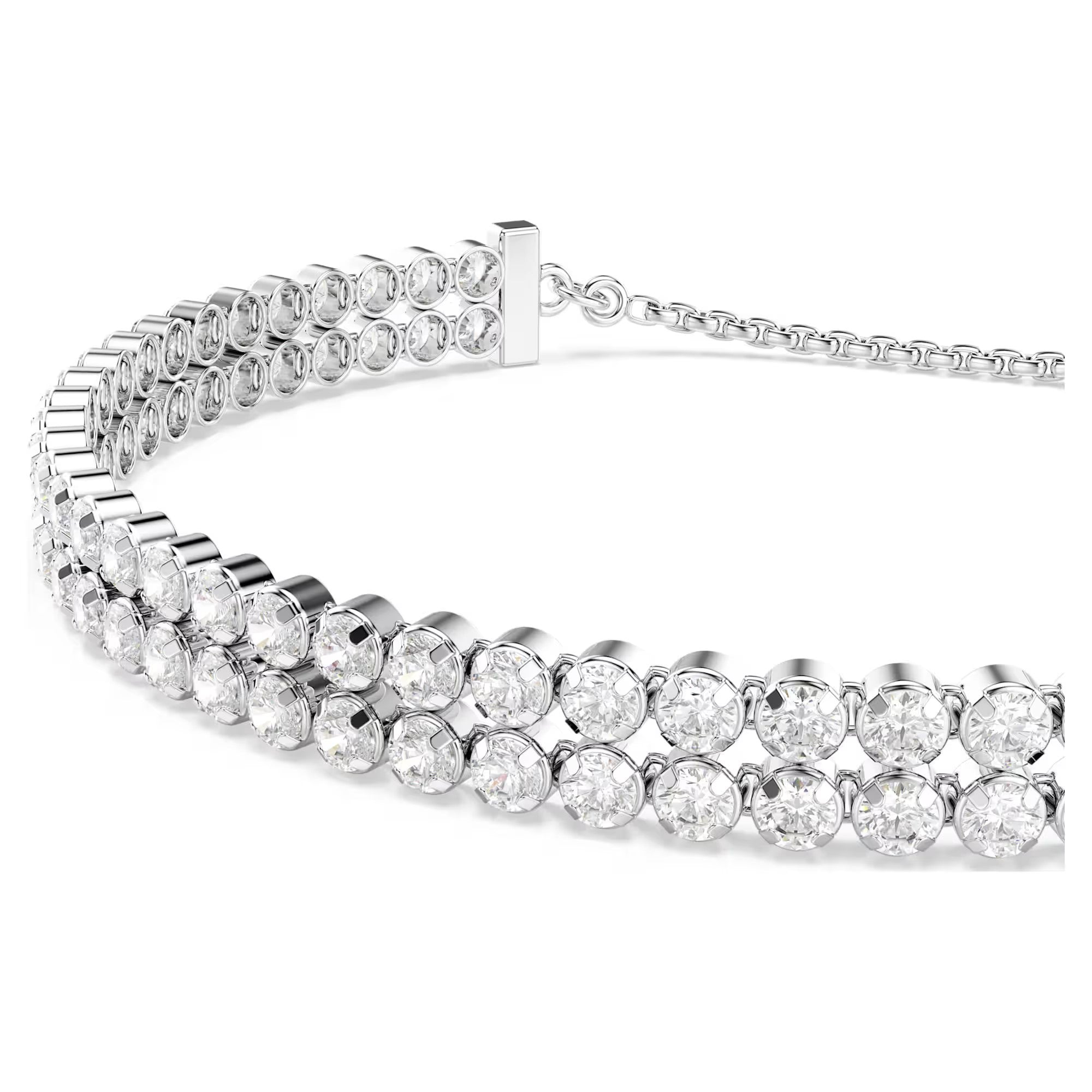 Swarovski - Matrix Tennis bracelet, Round cut, White, Rhodium plated 5678252
