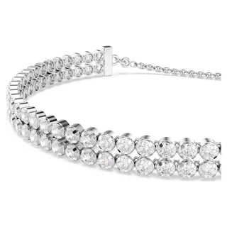 Swarovski - Matrix Tennis bracelet, Round cut, White, Rhodium plated 5678252