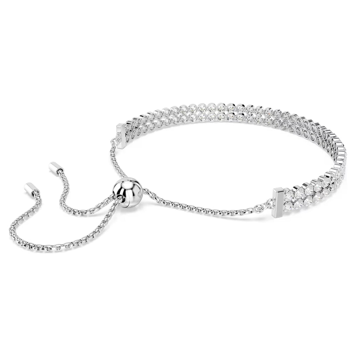 Swarovski - Matrix Tennis bracelet, Round cut, White, Rhodium plated 5678252