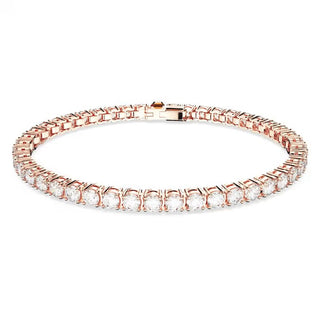 Pulsera Swarovski Matrix Tennis, talla redonda, blanco, Baño en tono oro rosa - 5657659 