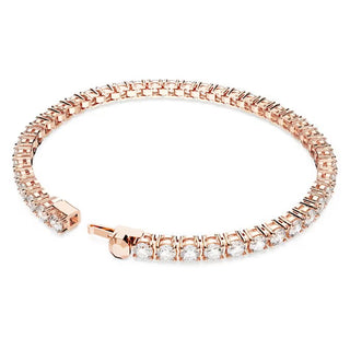 Pulsera Swarovski Matrix Tennis, talla redonda, blanco, Baño en tono oro rosa - 5657659 