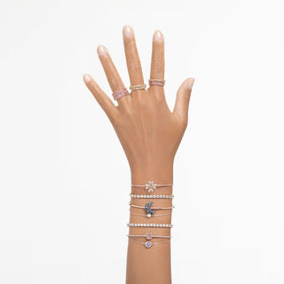 Pulsera Swarovski Matrix Tennis, talla redonda, blanco, Baño en tono oro rosa - 5657659 