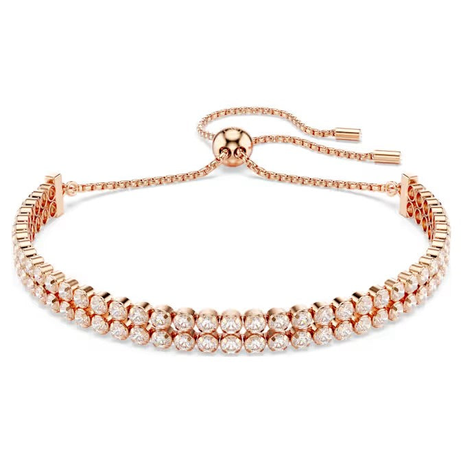 Swarovski - Matrix Tennis bracelet, Round cut, White, Rose gold-tone plated 5677823