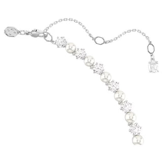 Swarovski - Matrix Tennis necklace, Crystal pearl, Round cut, White, Rhodium plated 5689623