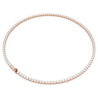 Swarovski Matrix Tennis necklace, Round cut, White, 18K rose gold finish 5764194