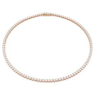 Swarovski Matrix Tennis necklace, Round cut, White, 18K rose gold finish 5764194