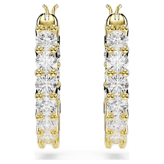Swarovski Matrix Vittore hoop earrings, Round cut, White, Gold-tone plated 5733398