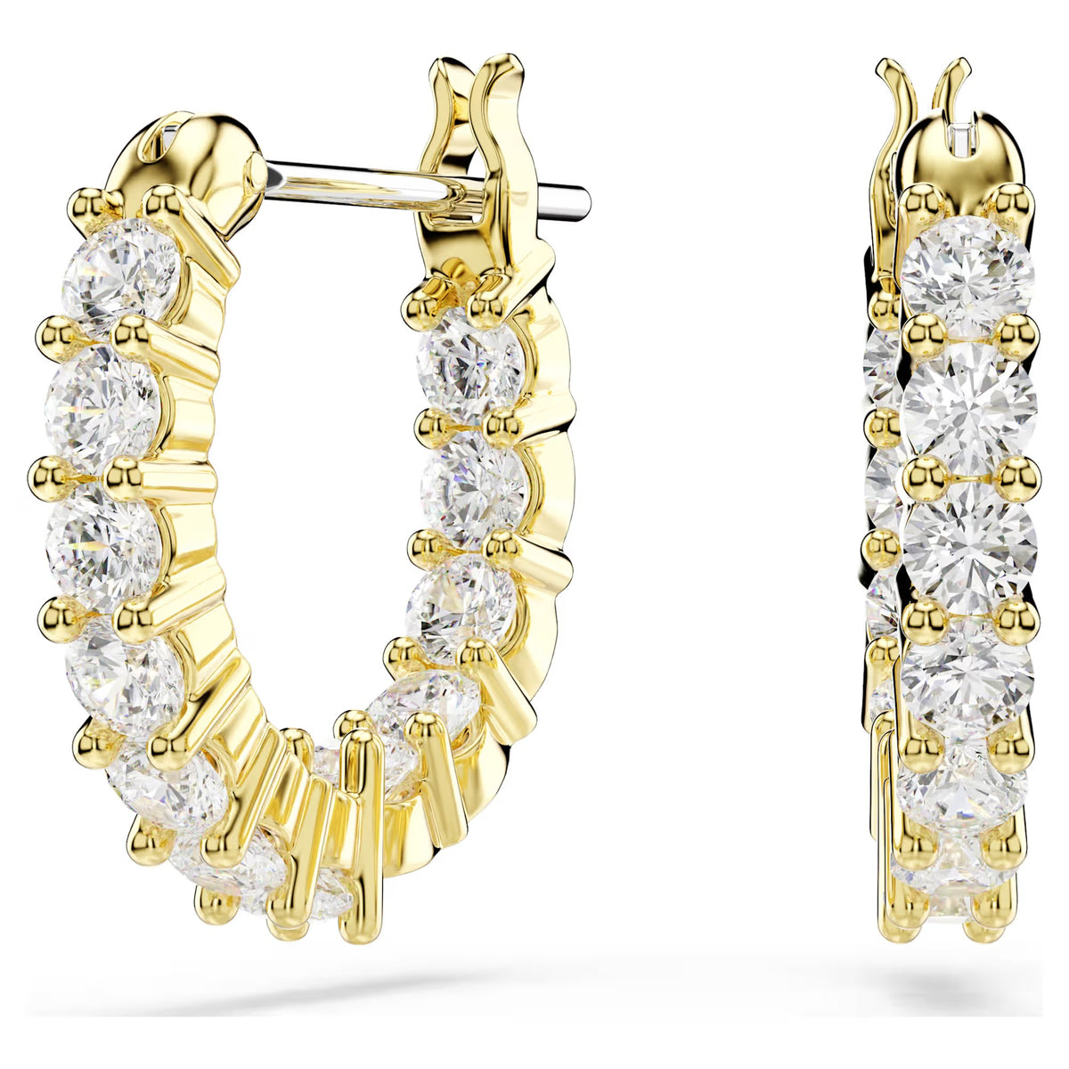 Swarovski Matrix Vittore hoop earrings, Round cut, White, Gold-tone plated 5733398