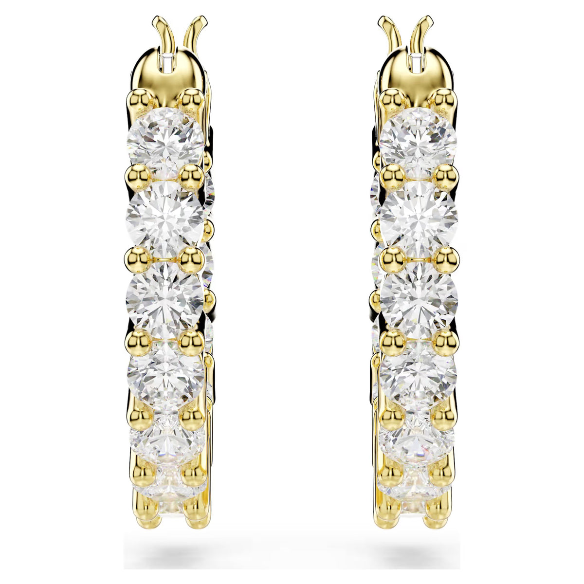 Swarovski Matrix Vittore hoop earrings, Round cut, White, Gold-tone plated 5733398