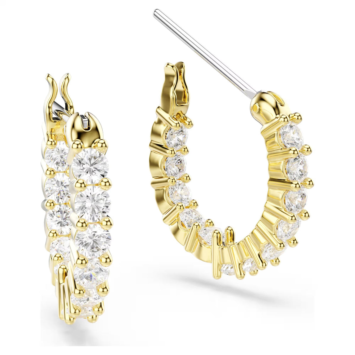 Swarovski Matrix Vittore hoop earrings, Round cut, White, Gold-tone plated 5733398