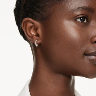 Swarovski Matrix Vittore hoop earrings, Round cut, White, Gold-tone plated 5733398