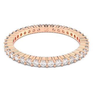 Anillo Swarovski Vittore, talla redonda, blanco, Baño en tono oro rosa - 5655706