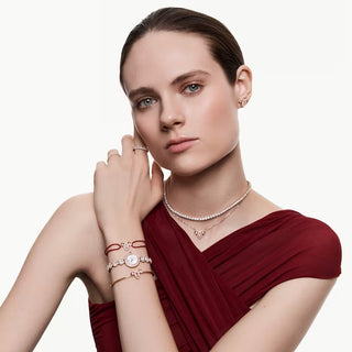 Anillo Swarovski Vittore, talla redonda, blanco, Baño en tono oro rosa - 5655706