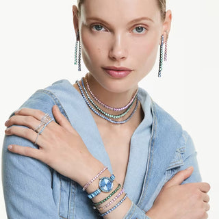 Anillo Swarovski Vittore, Talla redonda, Blanco, Baño de rodio - 5655705