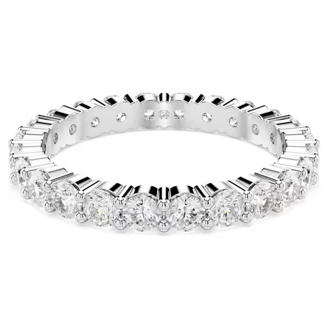 Swarovski - Matrix Vittore ring, Round cut, White, Silver-tone finish