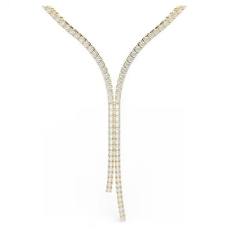 Swarovski Matrix Y necklace, Round cut, White, 18K gold finish 5750601