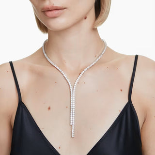 Swarovski - Matrix Y necklace, Round cut, White, Rhodium plated 5707988
