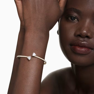 Swarovski Mesmera Attract bangle, Heart, White, Gold-tone plated 5733474