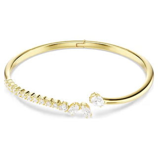Swarovski Mesmera bangle, Mixed cuts, White, 18K gold finish 5750440