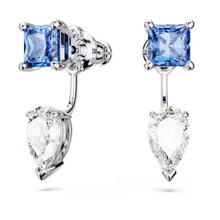 Pendientes Swarovski Mesmera, Cortes mixtos, Desmontable, Azul, Baño de rodio 5665767 