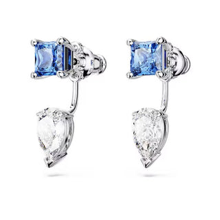 Pendientes Swarovski Mesmera, Cortes mixtos, Desmontable, Azul, Baño de rodio 5665767 