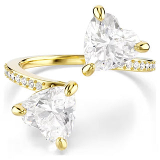 Mesmera Attract open ring, Heart cut, Pavé, Heart, White, Gold-tone plated 5733477