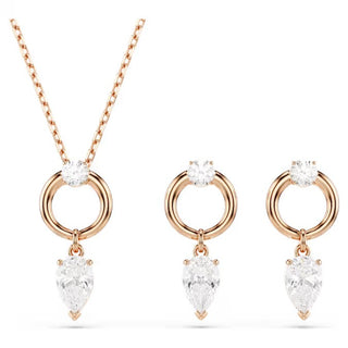 Swarovski Mesmera set, Pear cut, Round cut, White, Rose gold-tone plated 5733808
