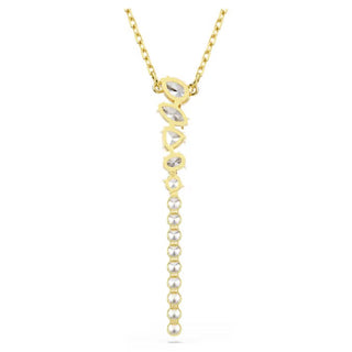 Swarovski Mesmera Y necklace, Mixed cuts, White, 18K gold finish 5747997