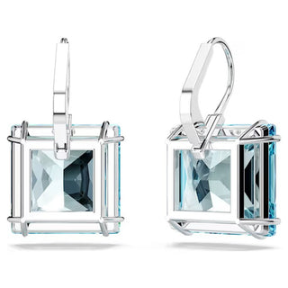 Swarovski - Millenia drop earrings, Square cut, Blue, Rhodium plated - 5619472