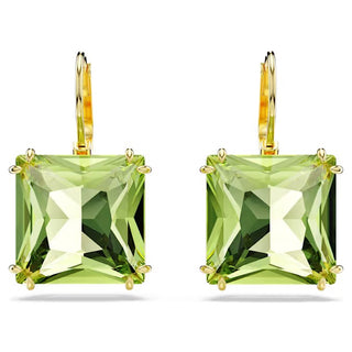 Swarovski Millenia drop earrings Square cut, Green, 18k gold finish 5636564