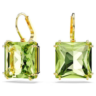 Swarovski Millenia drop earrings Square cut, Green, 18k gold finish 5636564