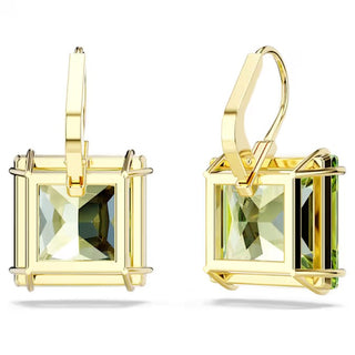 Swarovski Millenia drop earrings Square cut, Green, 18k gold finish 5636564