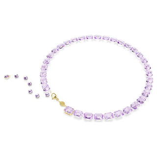 Swarovski - Millenia Tennis necklace, Octagon cut, Purple, Gold-tone plated 5705754