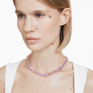 Swarovski - Millenia Tennis necklace, Octagon cut, Purple, Gold-tone plated 5705754
