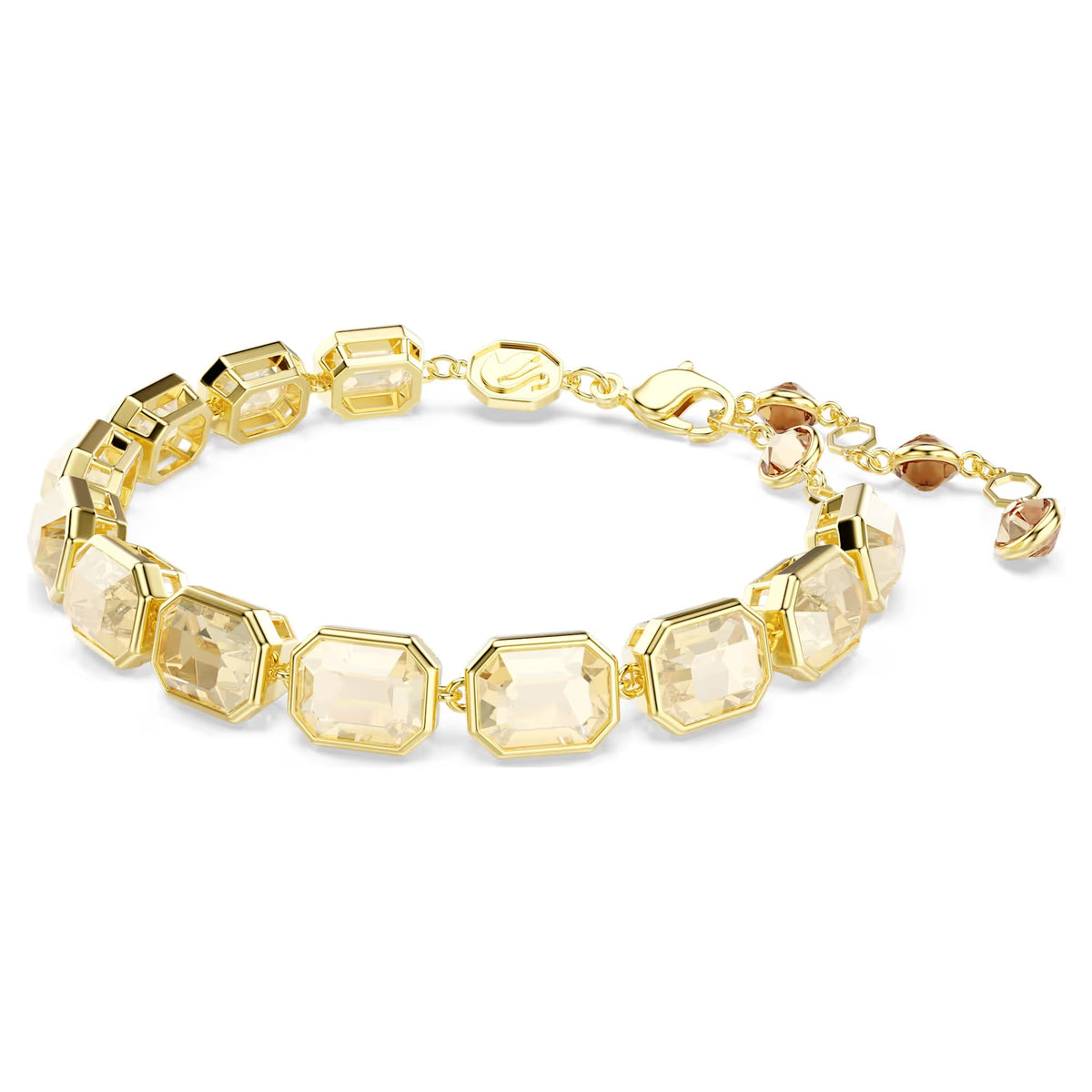 Swarovski Millenia Tennis bracelet, Octagon cut, Caramel, Gold-tone plated 5720912