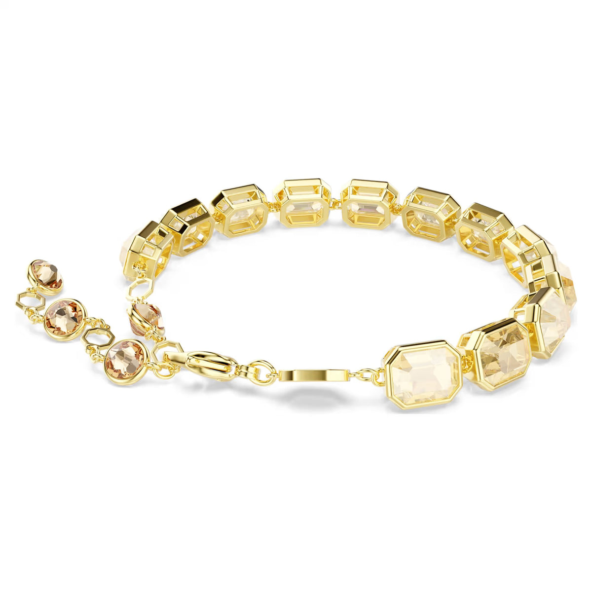 Swarovski Millenia Tennis bracelet, Octagon cut, Caramel, Gold-tone plated 5720912