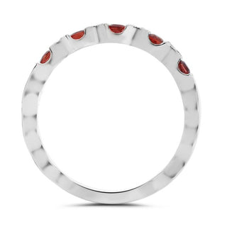 SEGUIMIENTO - Anillo de diamantes y rubíes en oro blanco de 14 quilates 