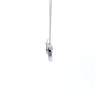 Colgante de diamantes y aguamarina en oro blanco de 14 quilates, 18"