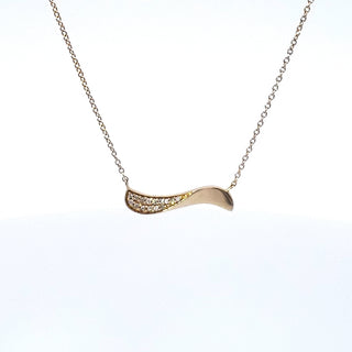 14K Yellow Gold Diamond Pendant, 18"