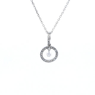 Colgante de oro blanco de 14 quilates con círculo de diamantes/infinito/eternidad, 18"