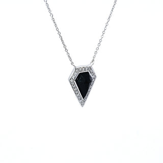 14K White Gold 0.78 Onyx & 0.10cttw Diamond Pendant