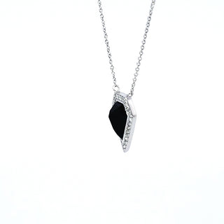 14K White Gold 0.78 Onyx & 0.10cttw Diamond Pendant