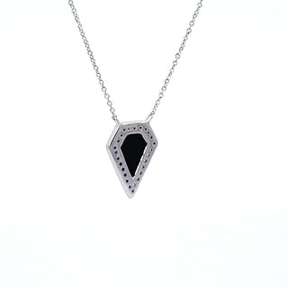 14K White Gold 0.78 Onyx & 0.10cttw Diamond Pendant