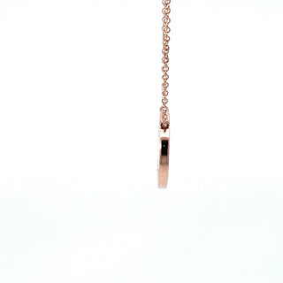 Colgante de oro rosa de 14 quilates con diamantes y nácar de 0,11 quilates